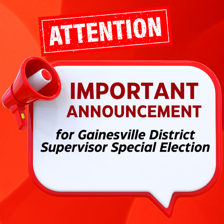 Special Announcement Gainesville Supervisor Special Election